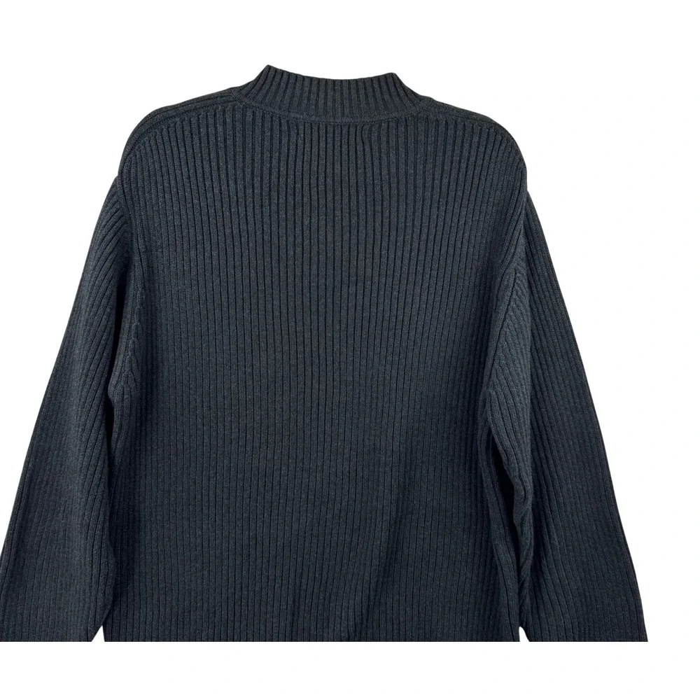 Banana‎ Republic Sweater Mens Large Gray Ribbed Cotton V-Neck Pullover Classic